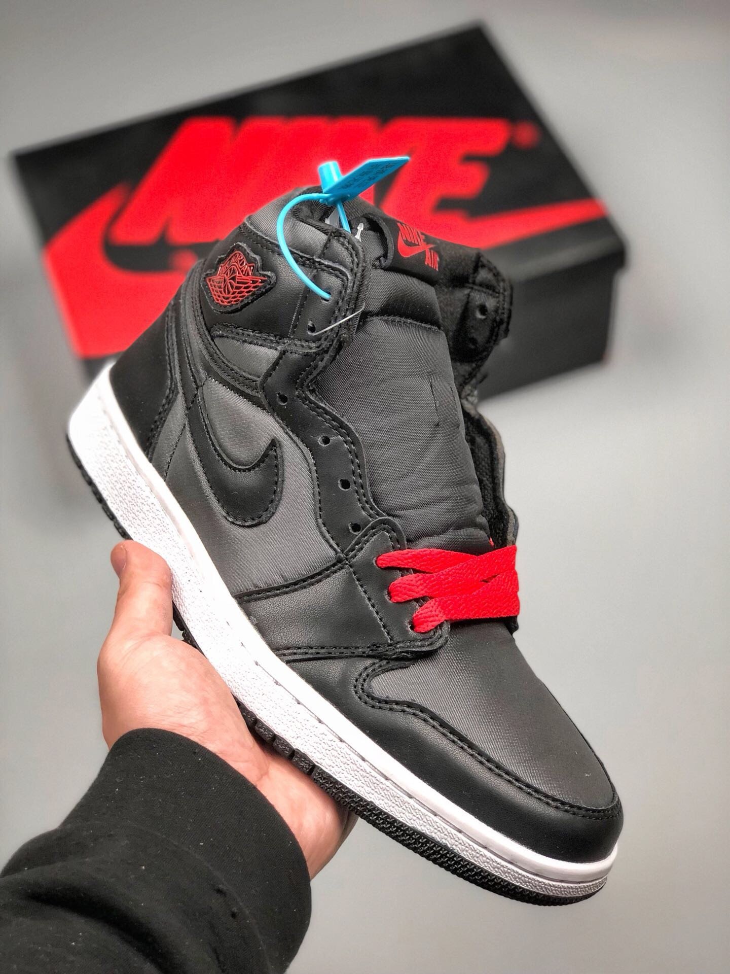 Air Jordan 1 High OG Black Satin Black/Gym Red-Black-White