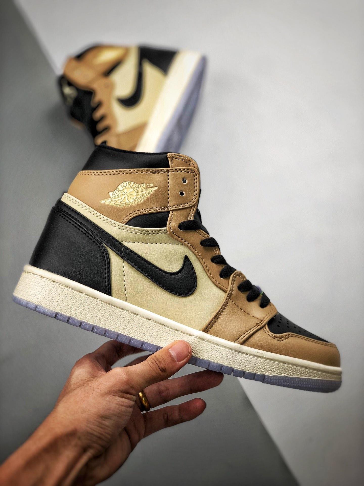 Air Jordan 1 High Premium Fossil Black/Fossil-Pale Ivory AH7389-003