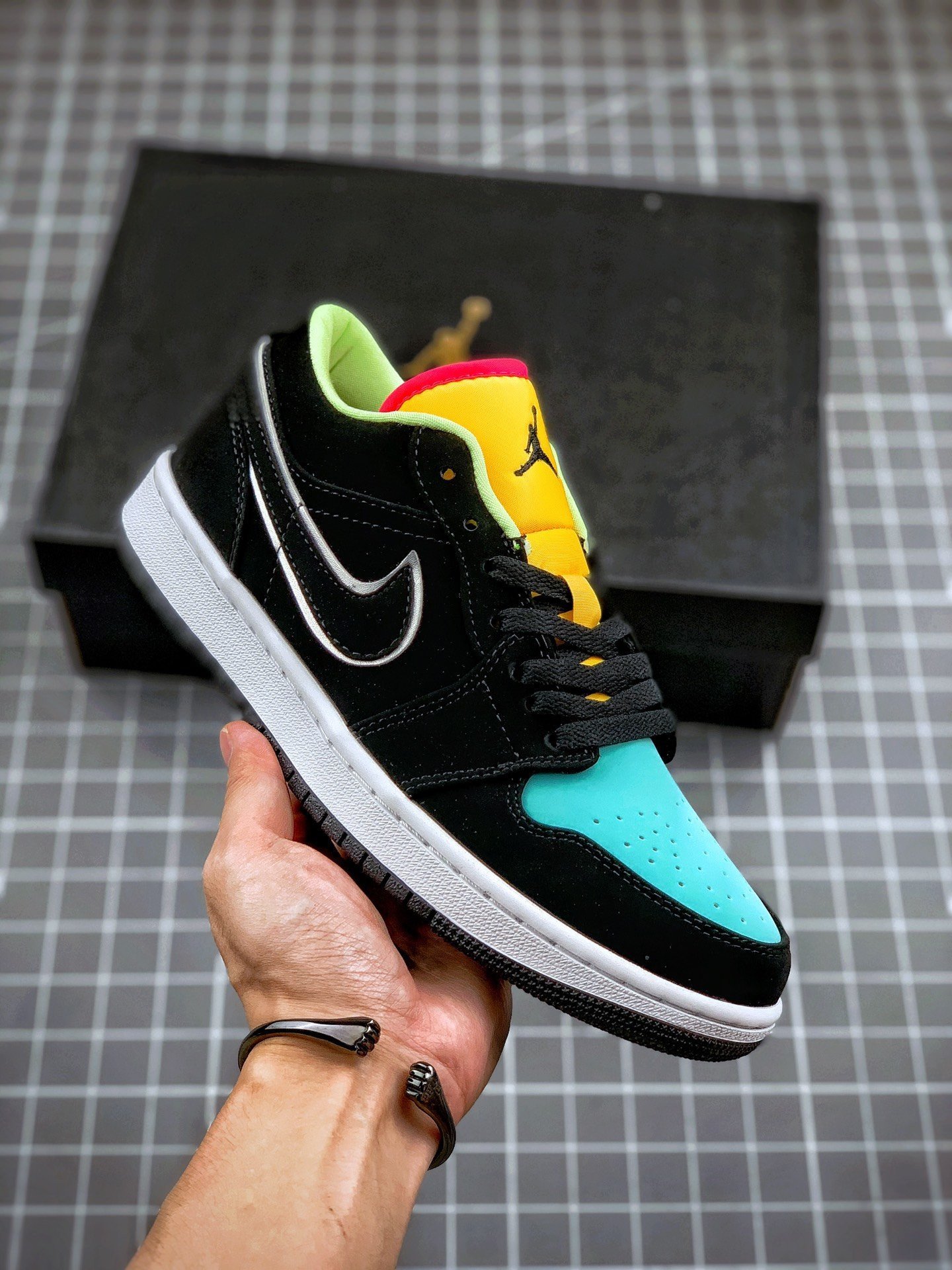 Air Jordan 1 Low Black Yellow Turquoise CK3022-013