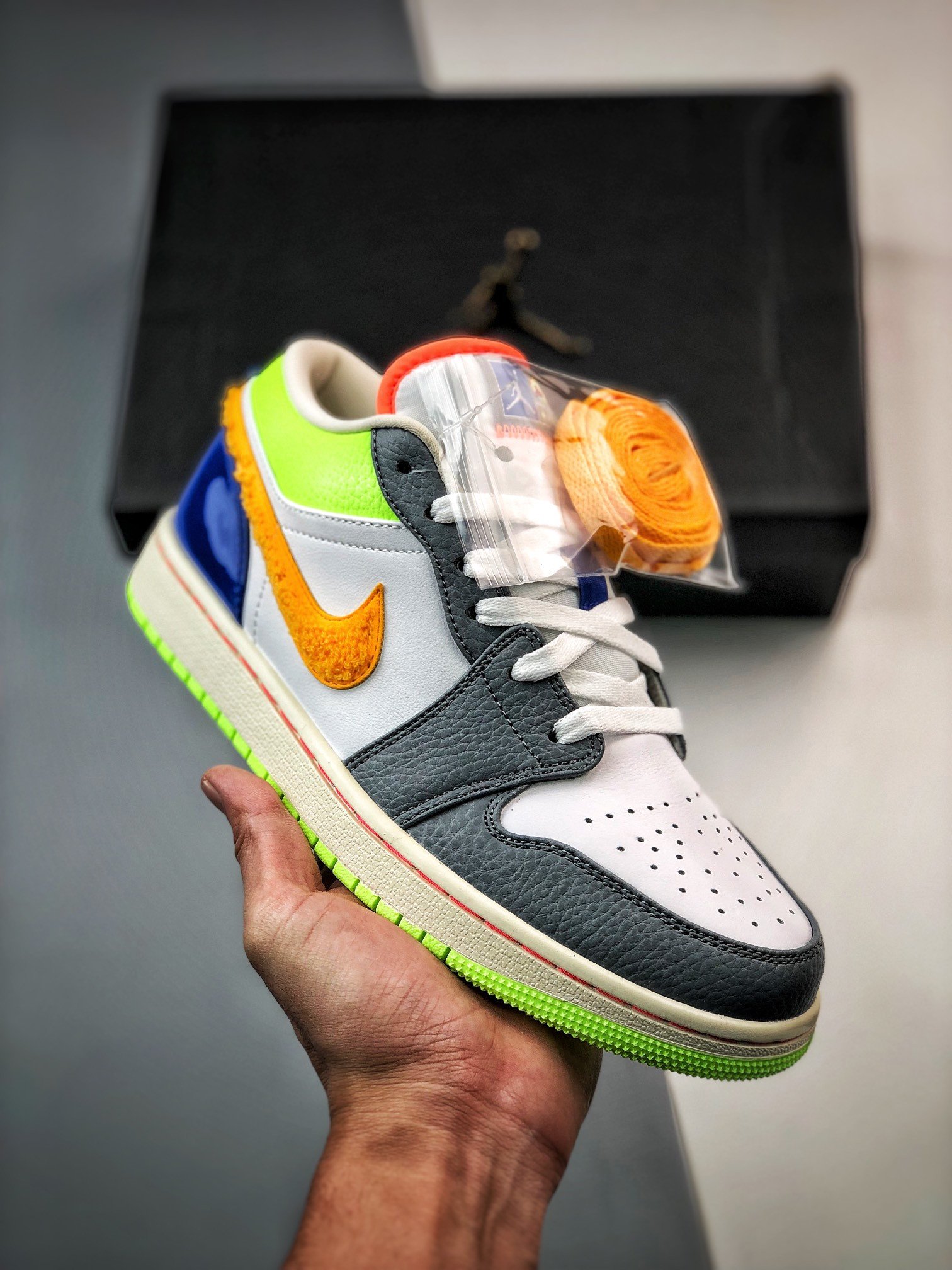 Air Jordan 1 Low 'Hoops' White/Coconut Milk-Shadow Green-Laser Orange FB1835-181