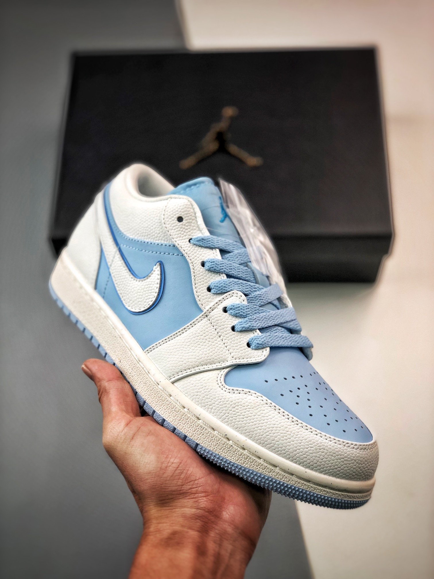 Air Jordan 1 Low Sail/Dark Powder Blue-Ice Blue DV1299-104