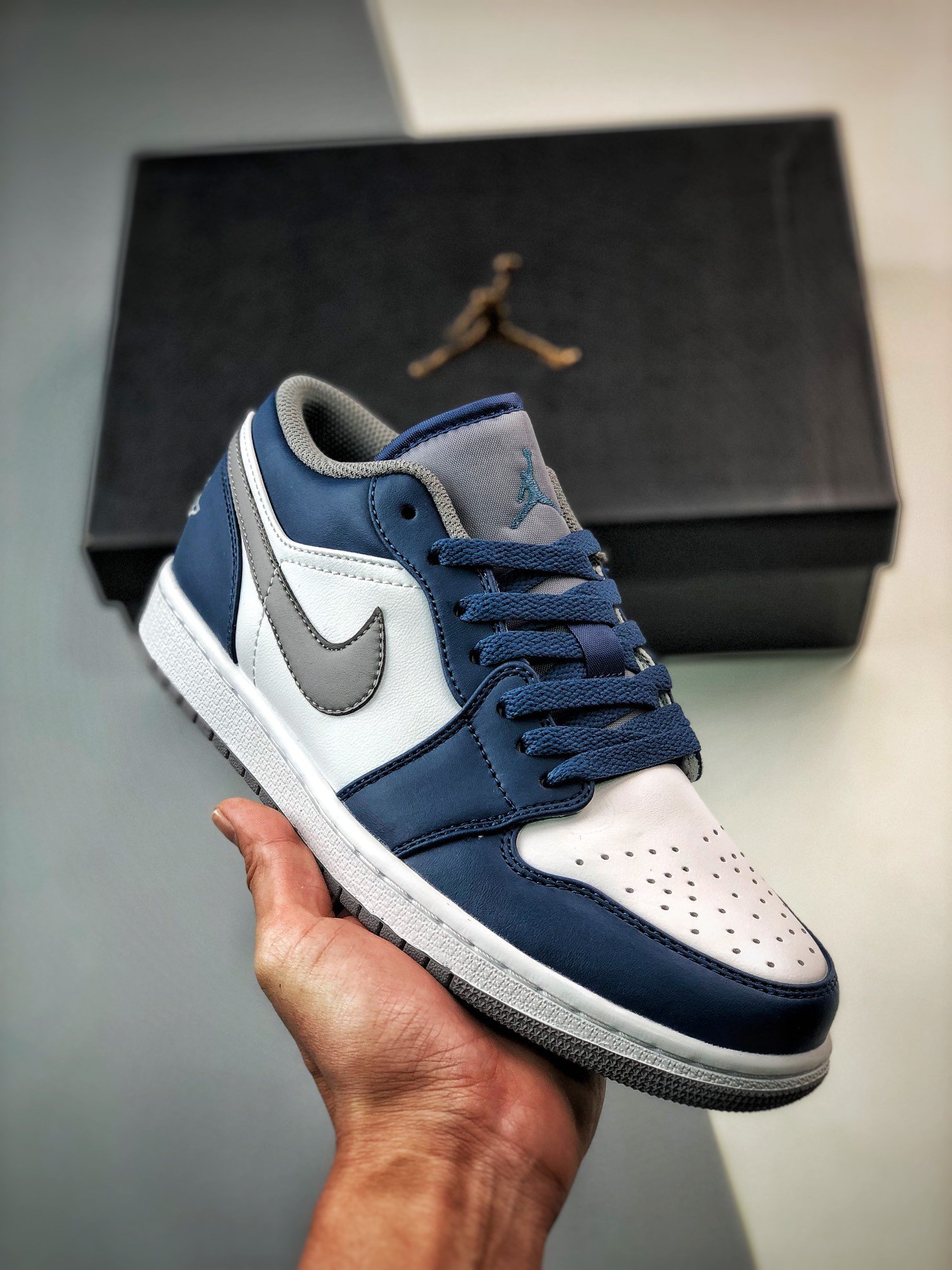 Air Jordan 1 Low True Blue/White/Cement Grey 553558-412