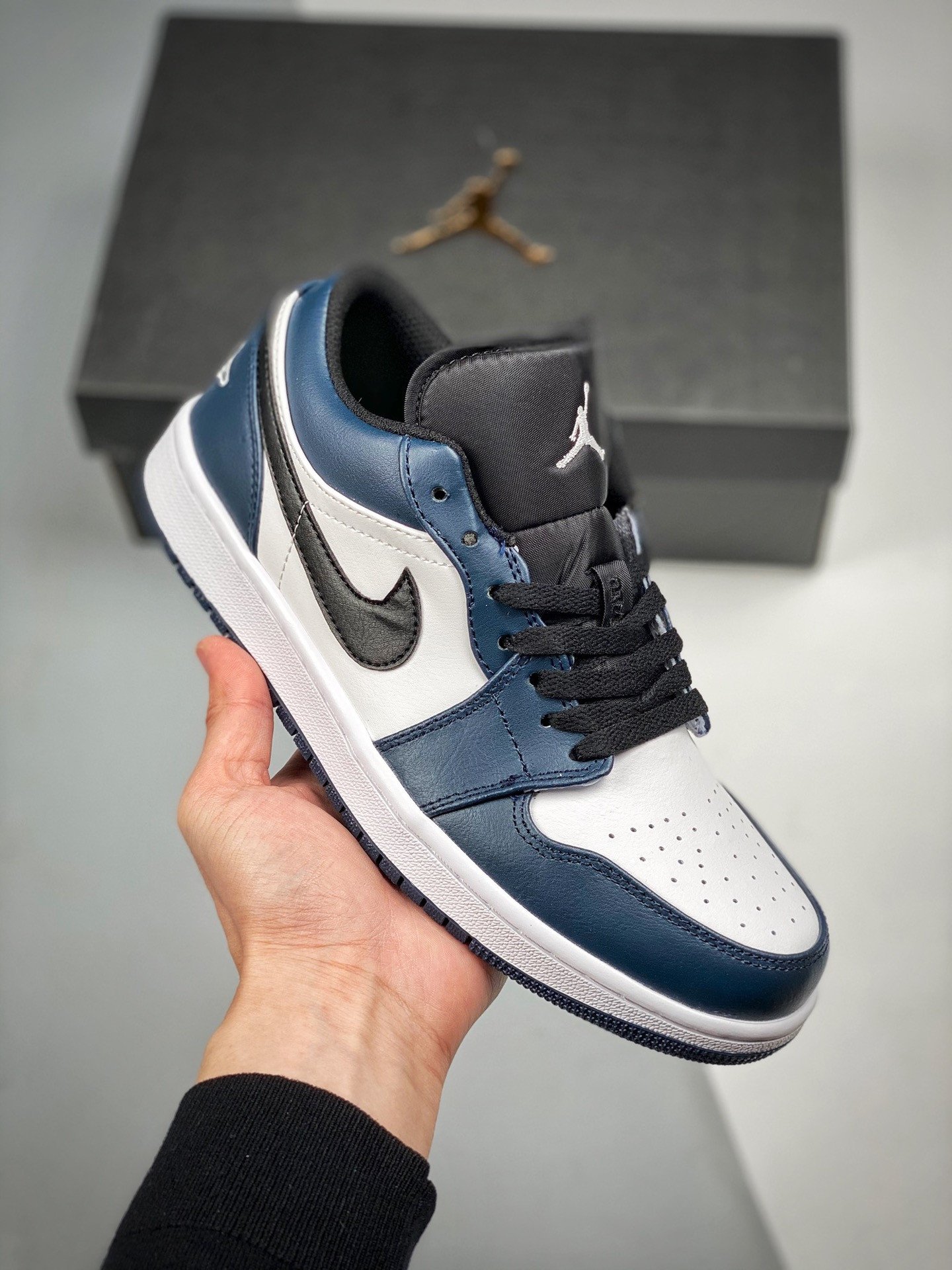 Air Jordan 1 Low White/Dark Teal-Black 553558-411