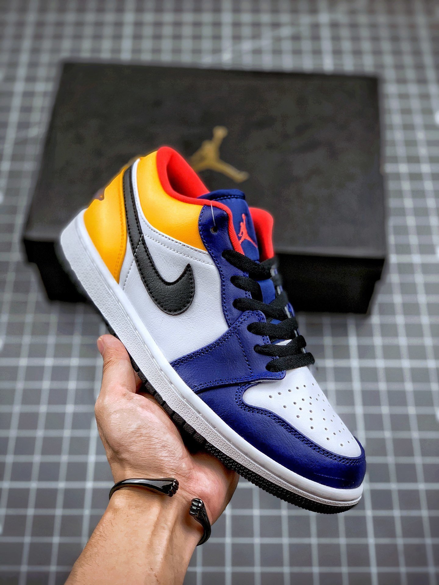 Air Jordan 1 Low White/Royal Blue-Yellow 553558-123