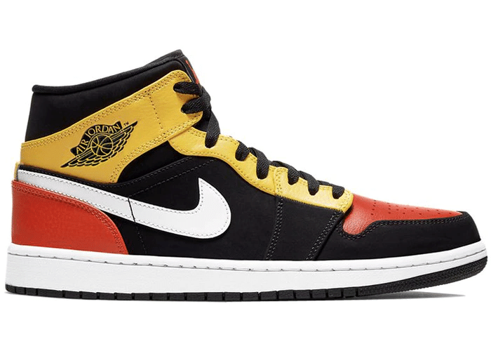 Air Jordan 1 Mid Black Amarillo Orange Shoes