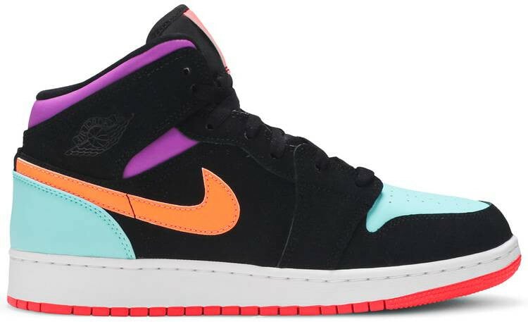 Air Jordan 1 Mid Candy Orange Total Black 554725-083 Men size 7 - 11 US, Women size 5.5 - 10 US