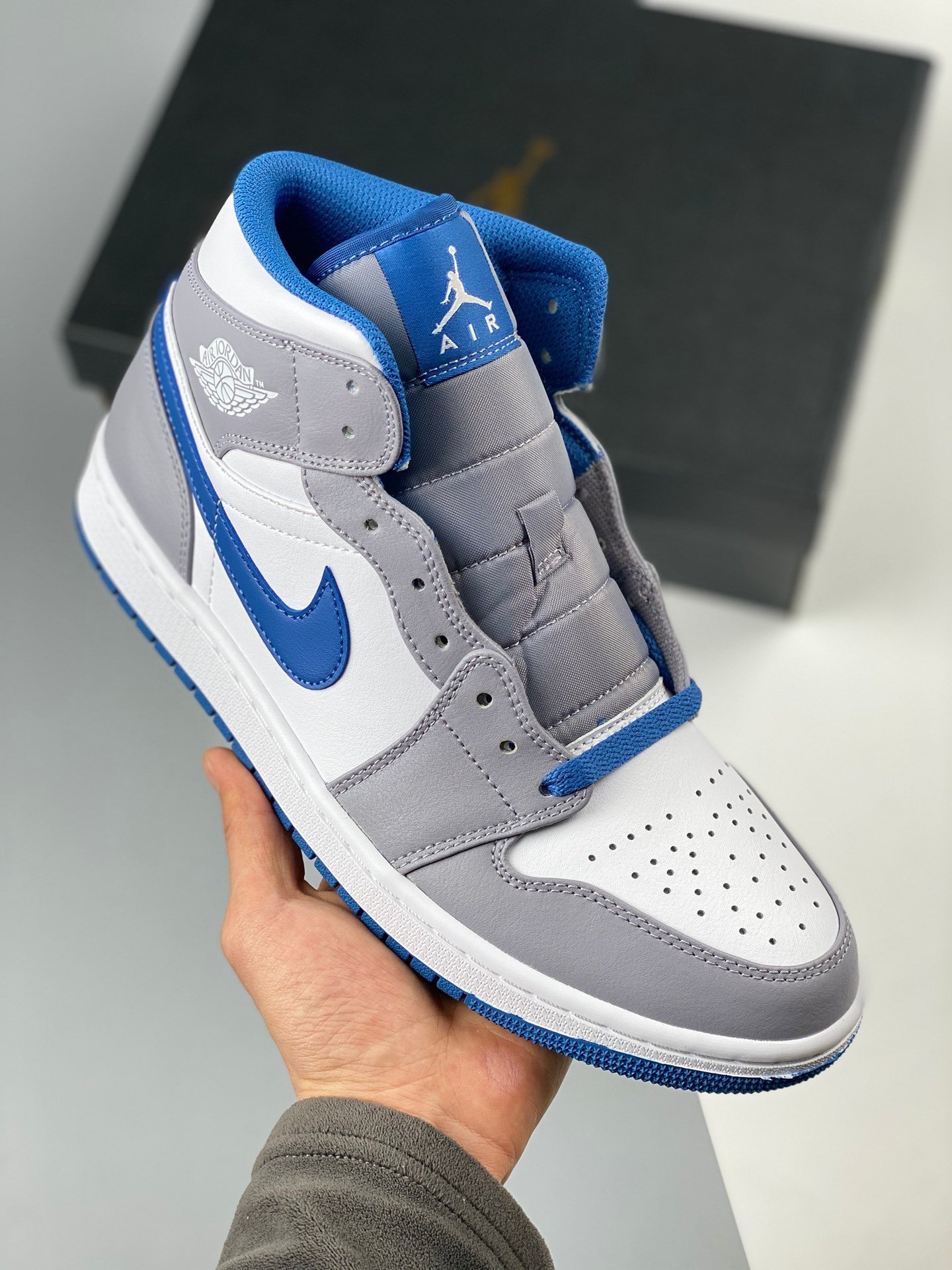 Air Jordan 1 Mid Cement Grey/White-True Blue DQ8426-014
