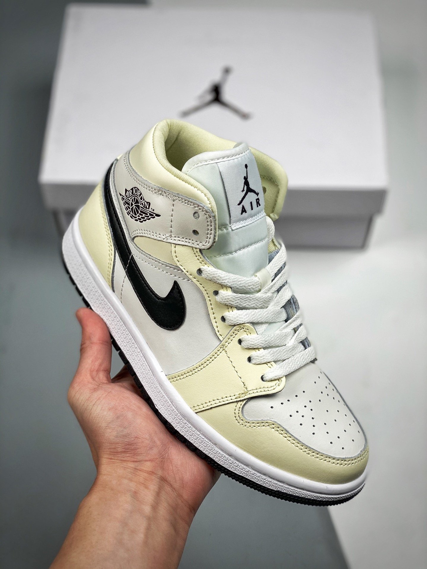 Air Jordan 1 Mid  Coconut Milk/Black-White BQ6472-121