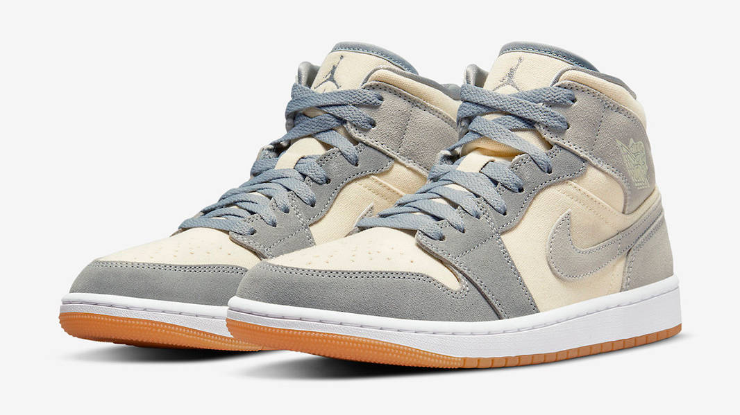 Air Jordan 1 Mid Cream Canvas and Grey Suede DN4281-100