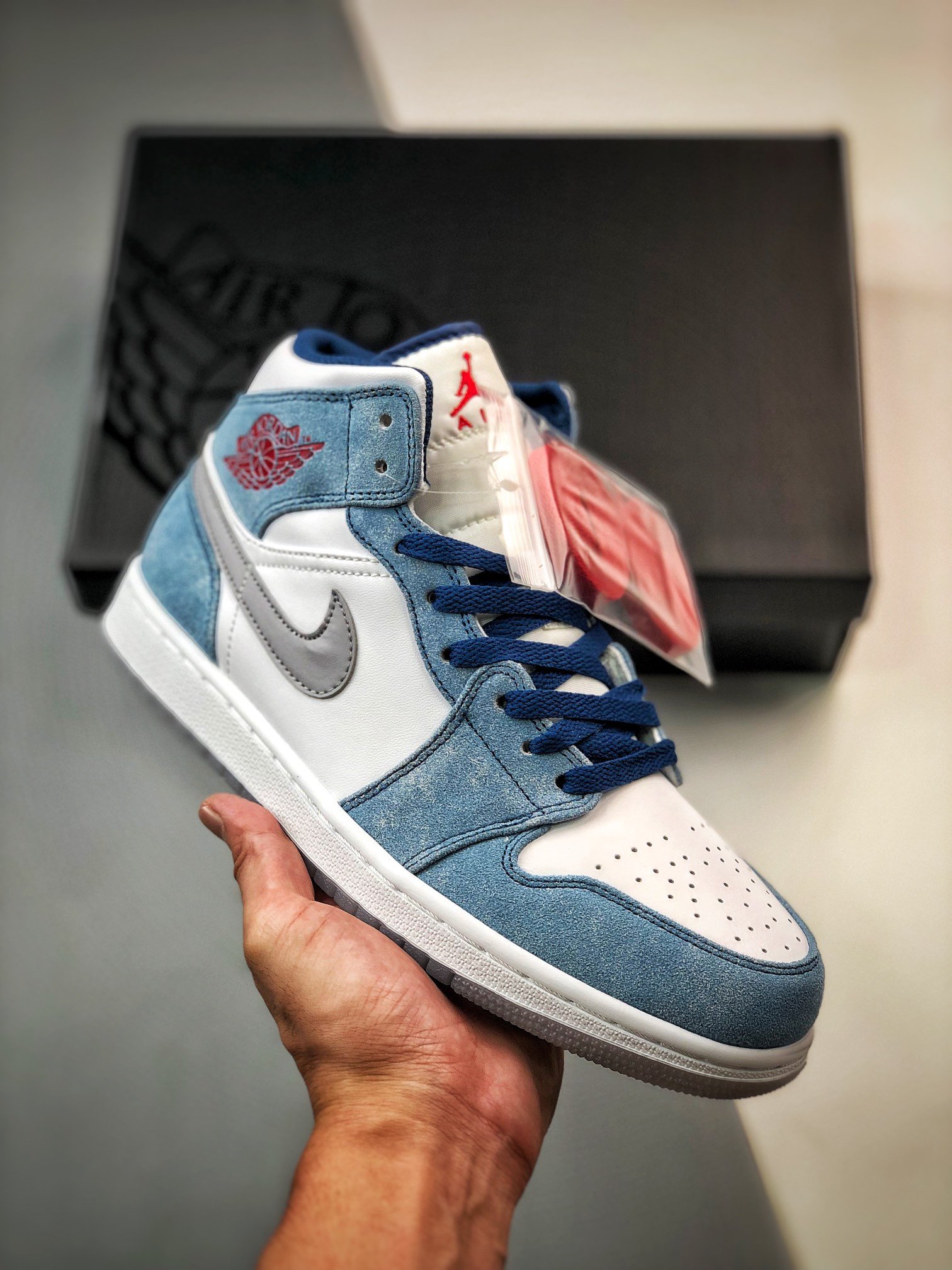 Air Jordan 1 Mid French Blue/Fire Red-White-Light Steel Grey DN3706-401
