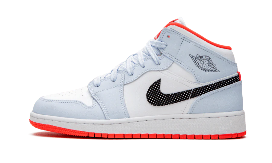 AIR JORDAN 1 MID HALF BLUE POLKA DOT SWOOSH