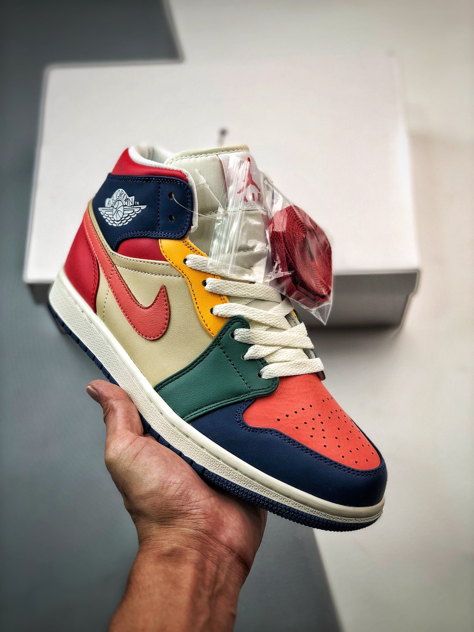 Air Jordan 1 Mid "Multi-Color" French Blue/Fire Red/Beach/Magic Ember DN3738-400