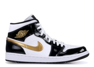 Air Jordan 1 Mid Patent 'Black Gold' Unfading Sneaker