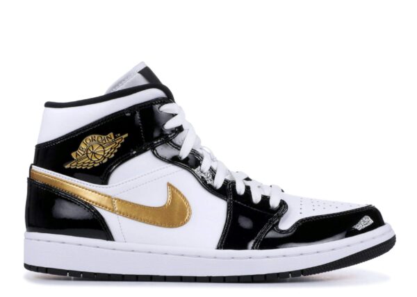 Air Jordan 1 Mid Patent 'Black Gold' Unfading Sneaker