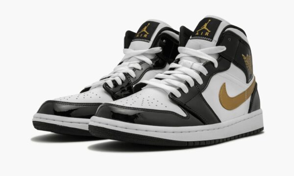 Air Jordan 1 Mid SE Black Gold Patent Leather - Image 3