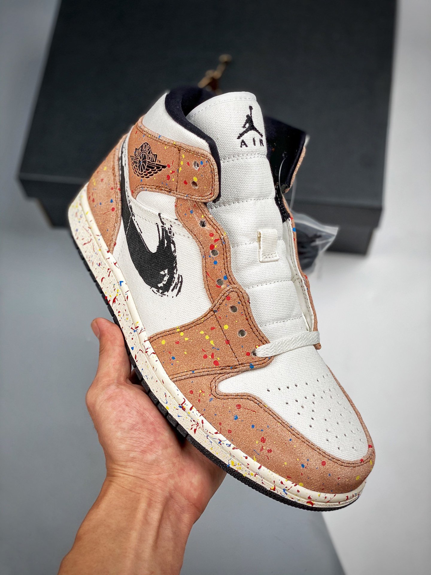 Air Jordan 1 Mid SE Brushstroke Sail/Cider-Chile Red-Black DA8005-100