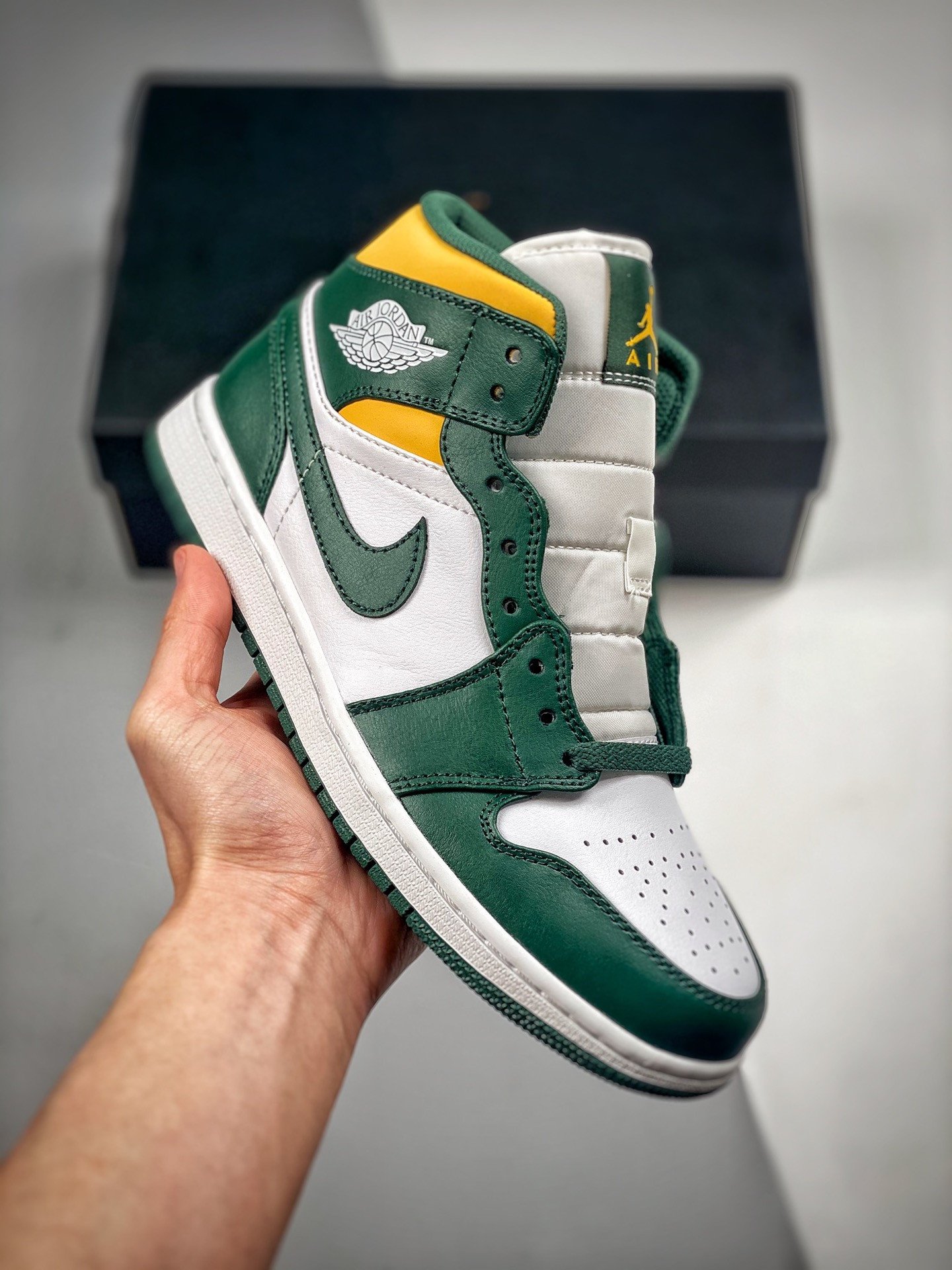 Air Jordan 1 Mid Seattle Supersonics Green Yellow 554724-371