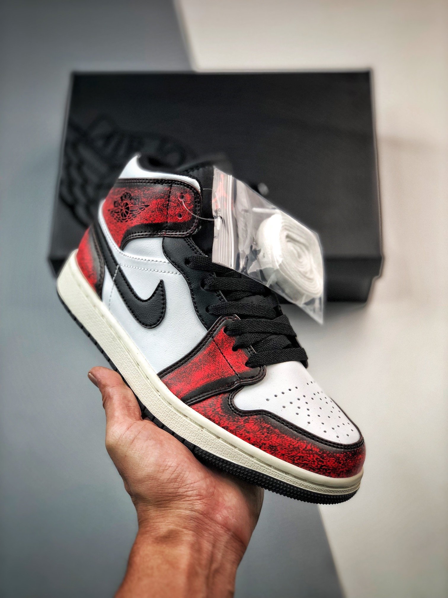 Air Jordan 1 Mid "Wear-Away" Black/Infrared 23-White DV9565-006