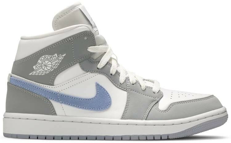 Air Jordan 1 Mid White Grey Blue Basketball Shoes BQ6472-105 Men size 7 - 11 US, Women size 5.5 - 10 US