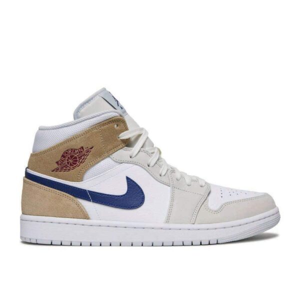 Air Jordan 1 Mid 'White Khaki Blue Void' Unfading Sneaker