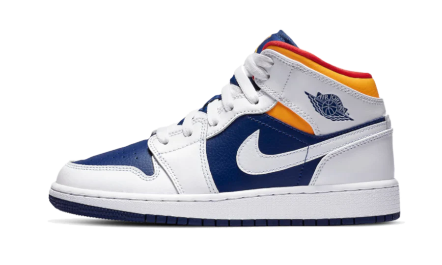 AIR JORDAN 1 MID WHITE LASER ORANGE DEEP ROYAL BLUE