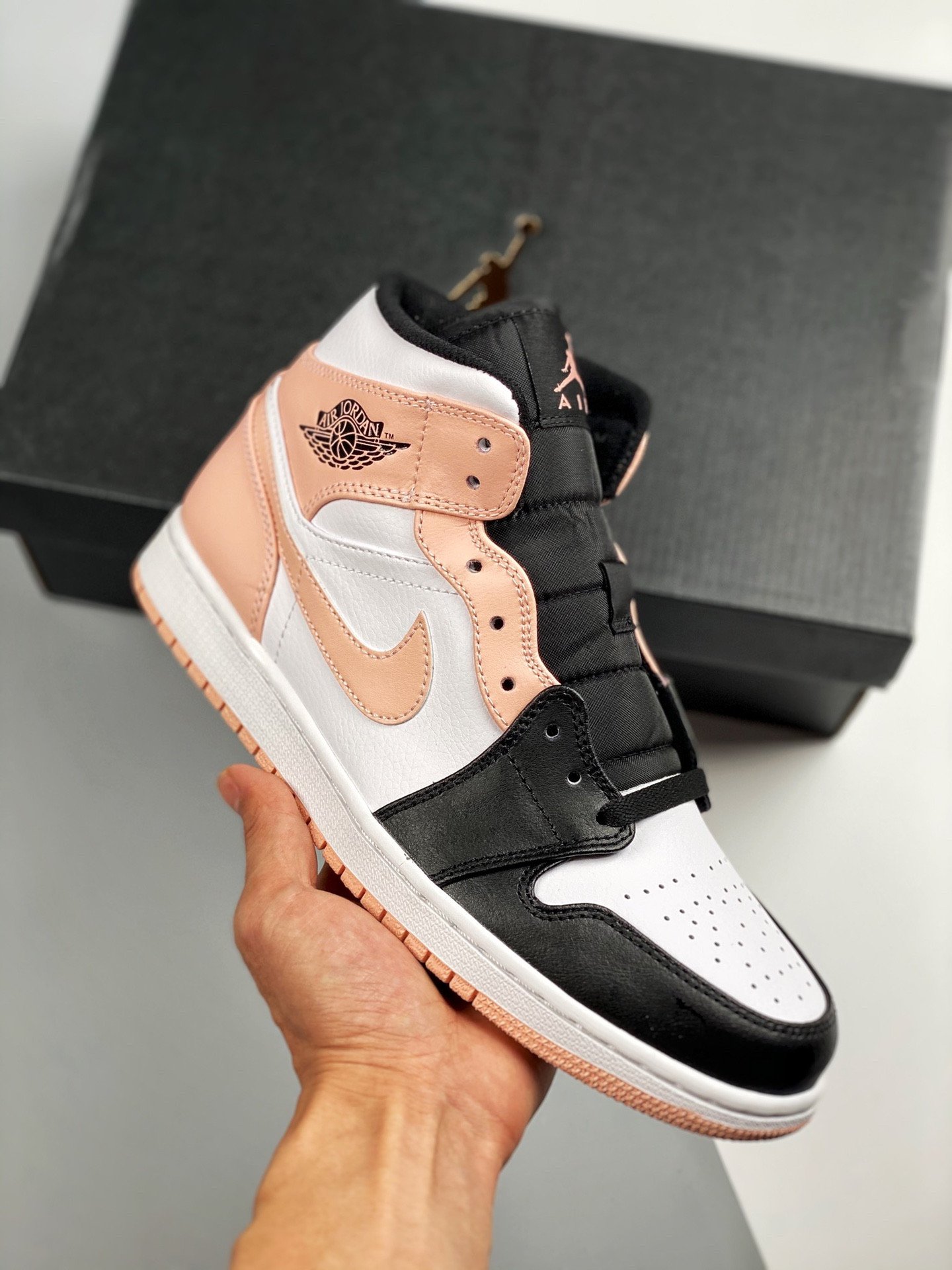 Air Jordan 1 Mid White/Black-Crimson Tint