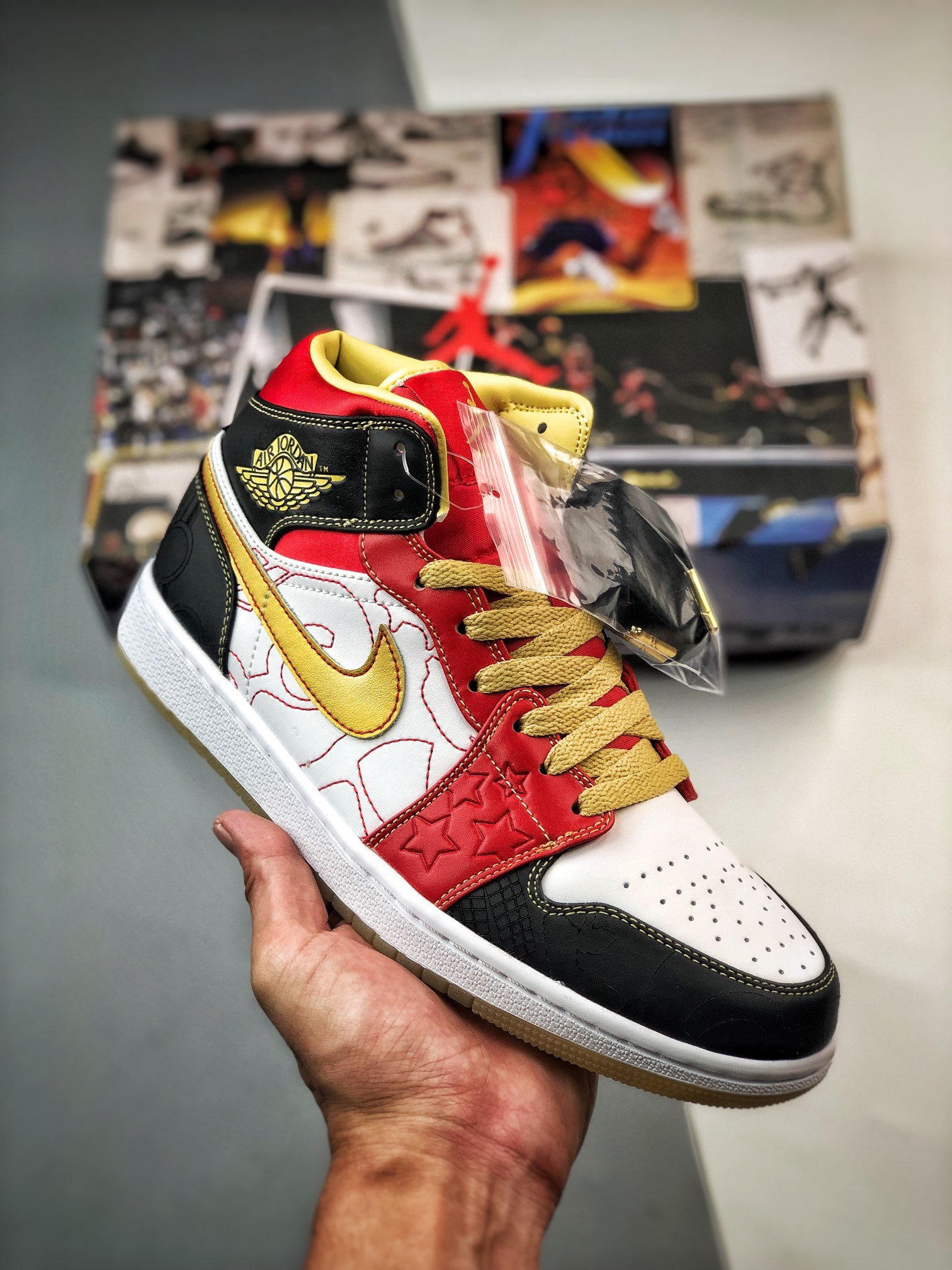 Air Jordan 1 Mid XQ White/Gold Dust-Red-Black DV0576-176