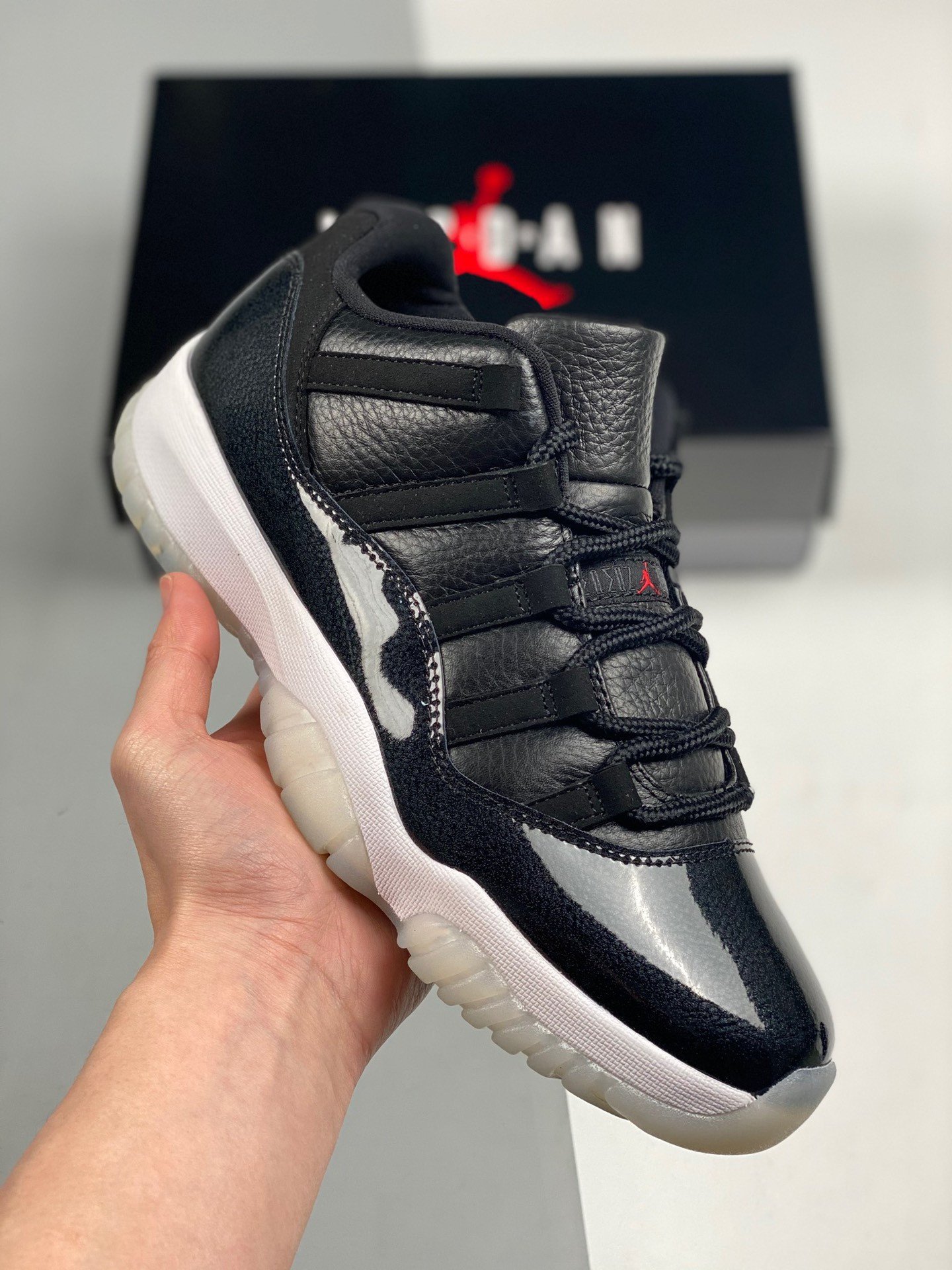 Air Jordan 11 Low "72-10" Black/Gym Red/White/Sail AV2187 001