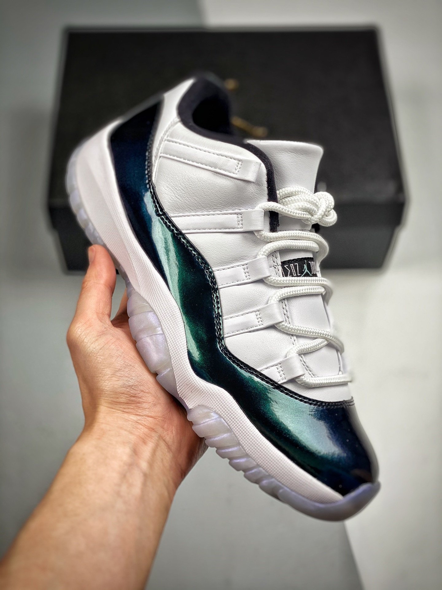 Air Jordan 11 Low Easter White/Emerald Rise-Black 528895-145