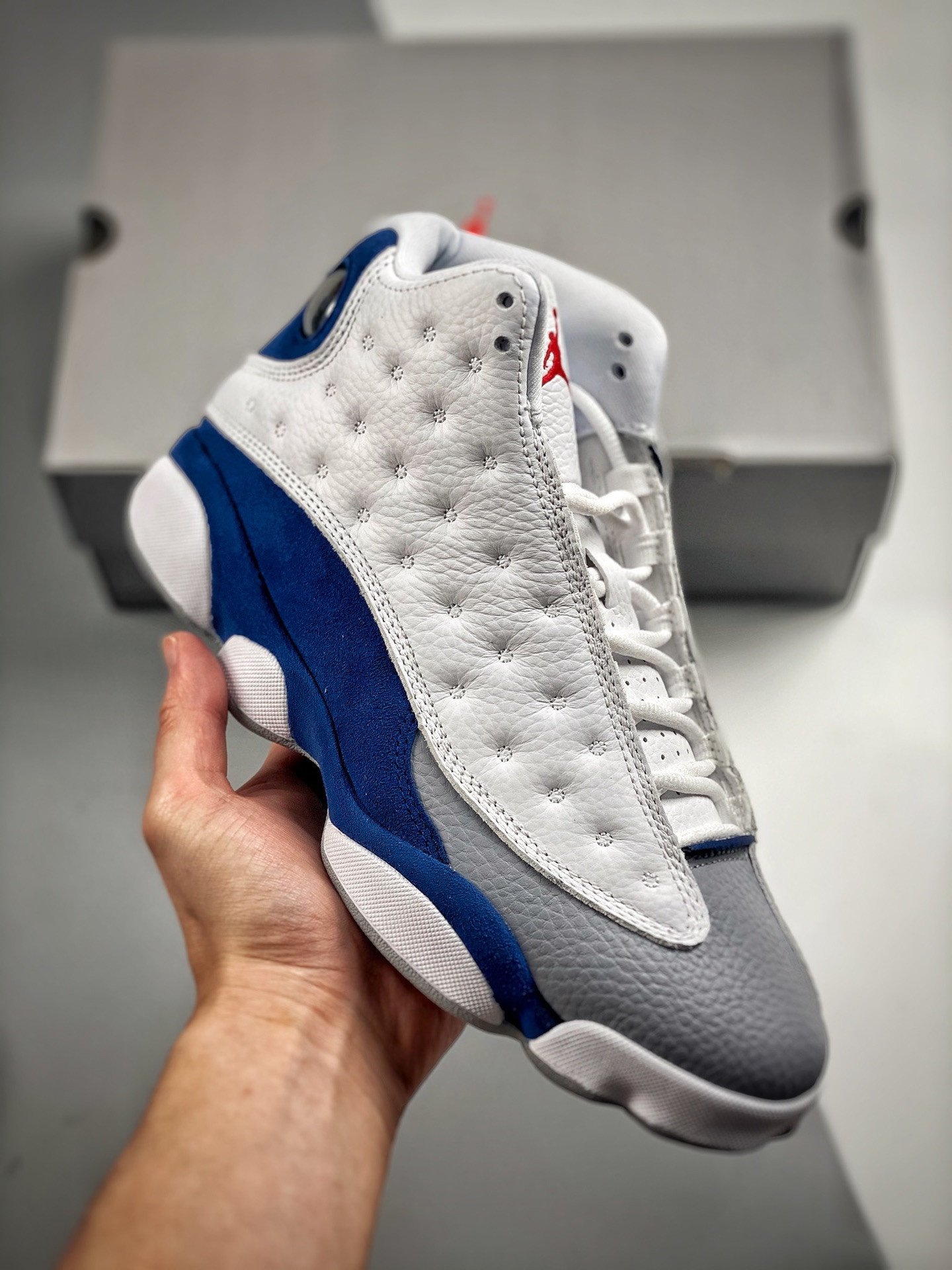 Air Jordan 13 White/Fire Red-French Blue-Light Steel Grey 414571-164