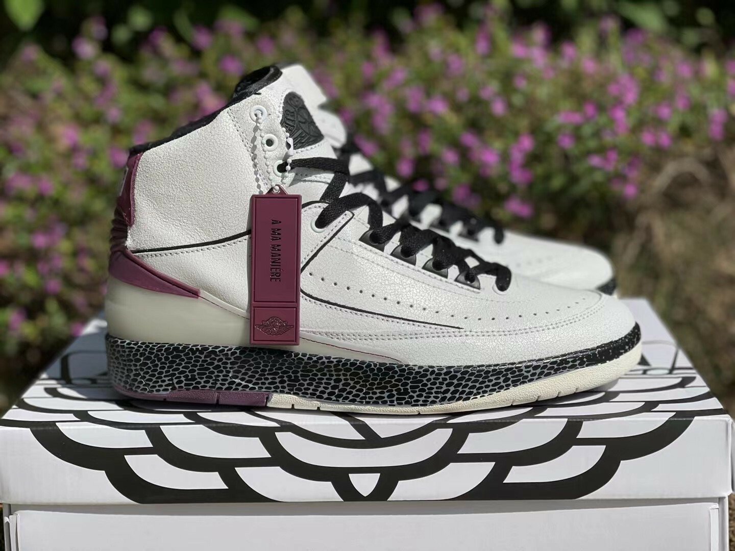 Air Jordan 2 x A Ma Maniere Sail and Burgundy Men Size 7 - 12 US