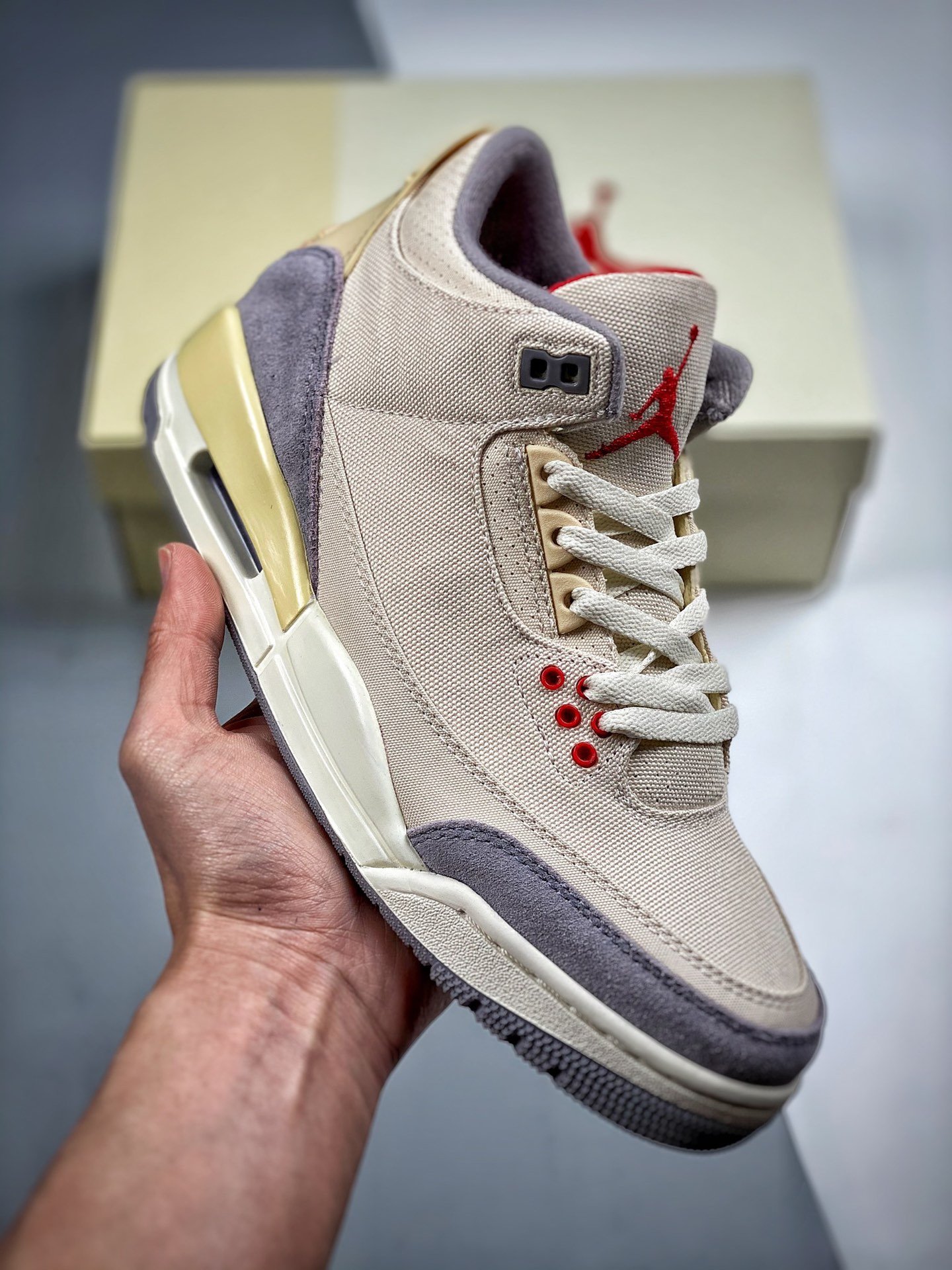 Air Jordan 3 Muslin/University Red-Cement Grey-Sail DH7139-100
