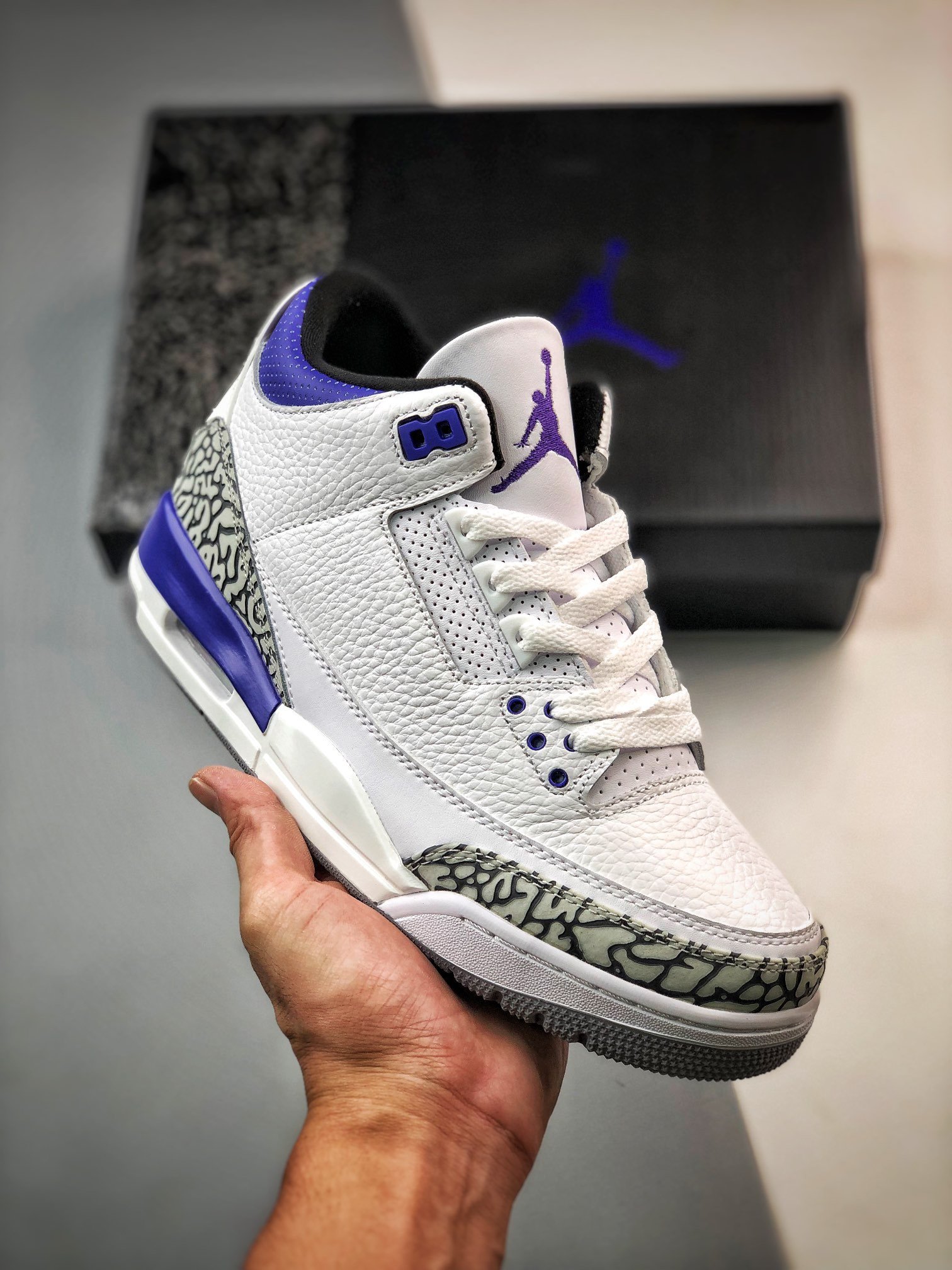 Air Jordan 3 White/Black-Dark Iris-Cement Grey CT8532-105