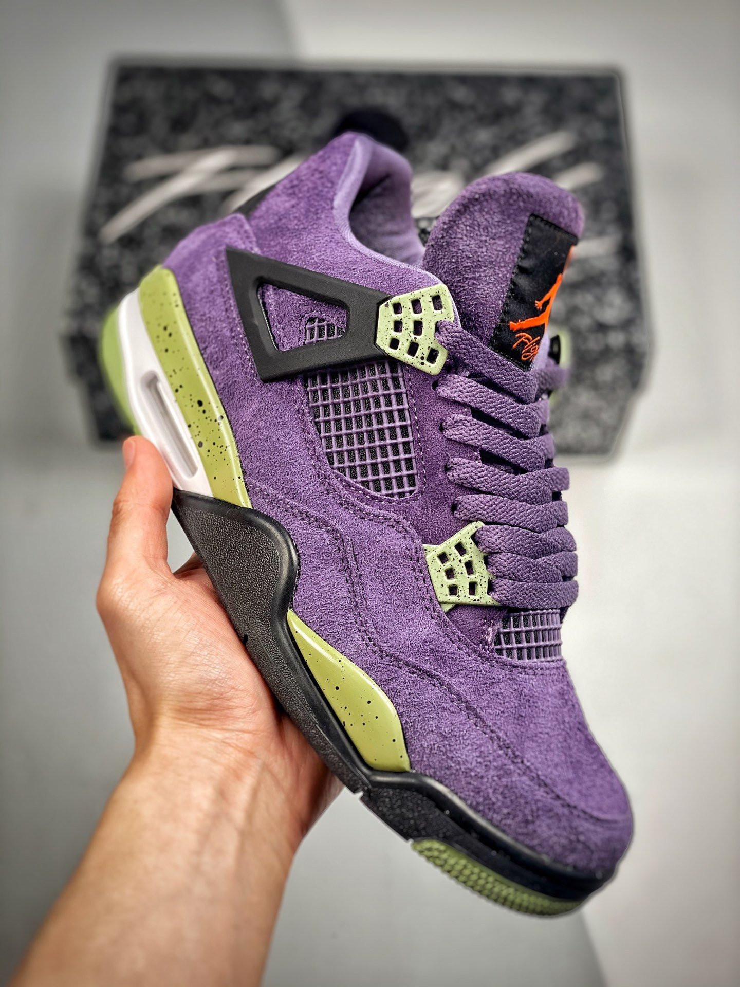 Air Jordan 4 Canyon Purple/Black-Alligator-Saftey Orange AQ9129-500