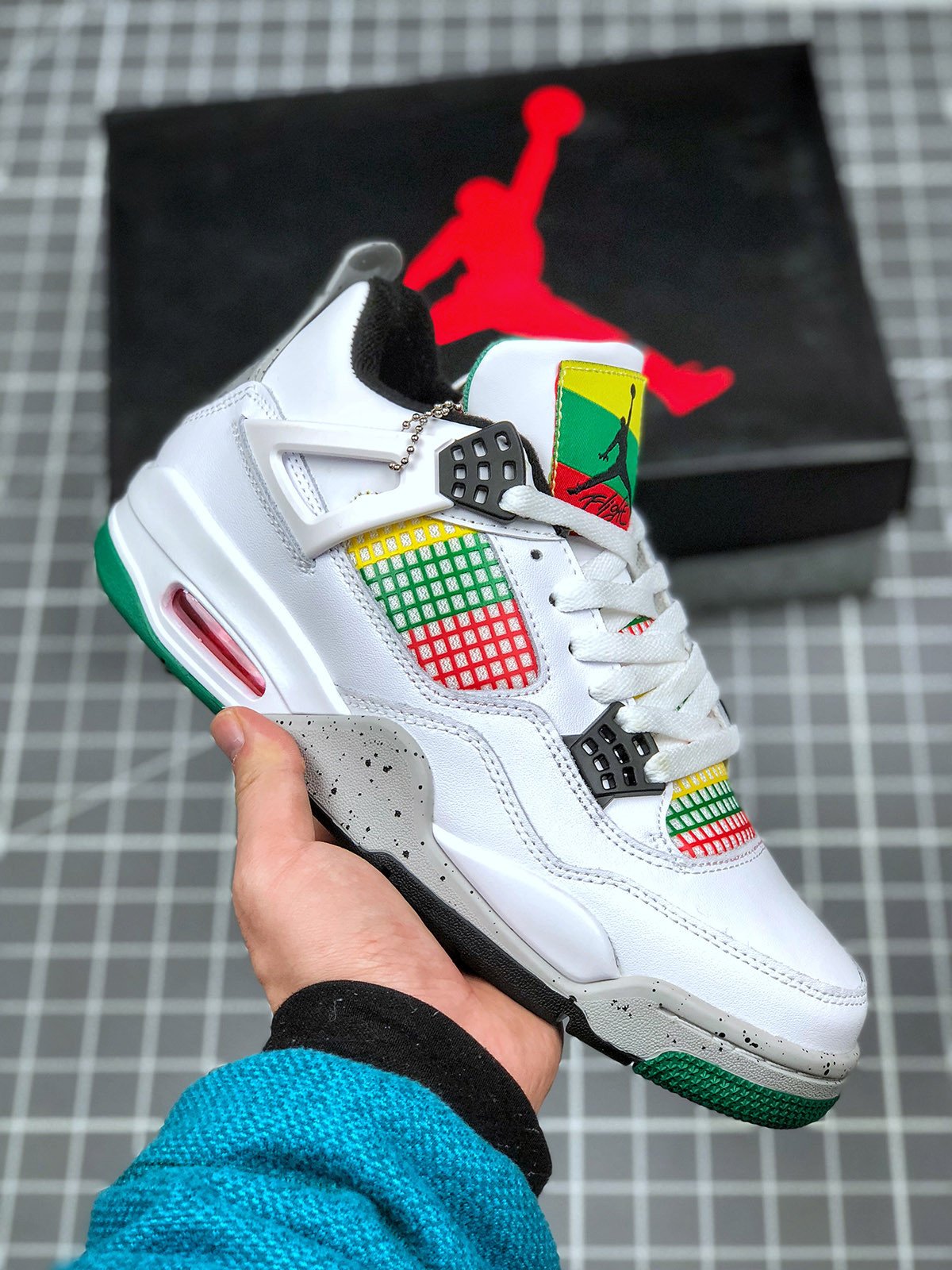 Air Jordan 4 Carnival White/University Red-Lucid Green-Black AQ9129-100