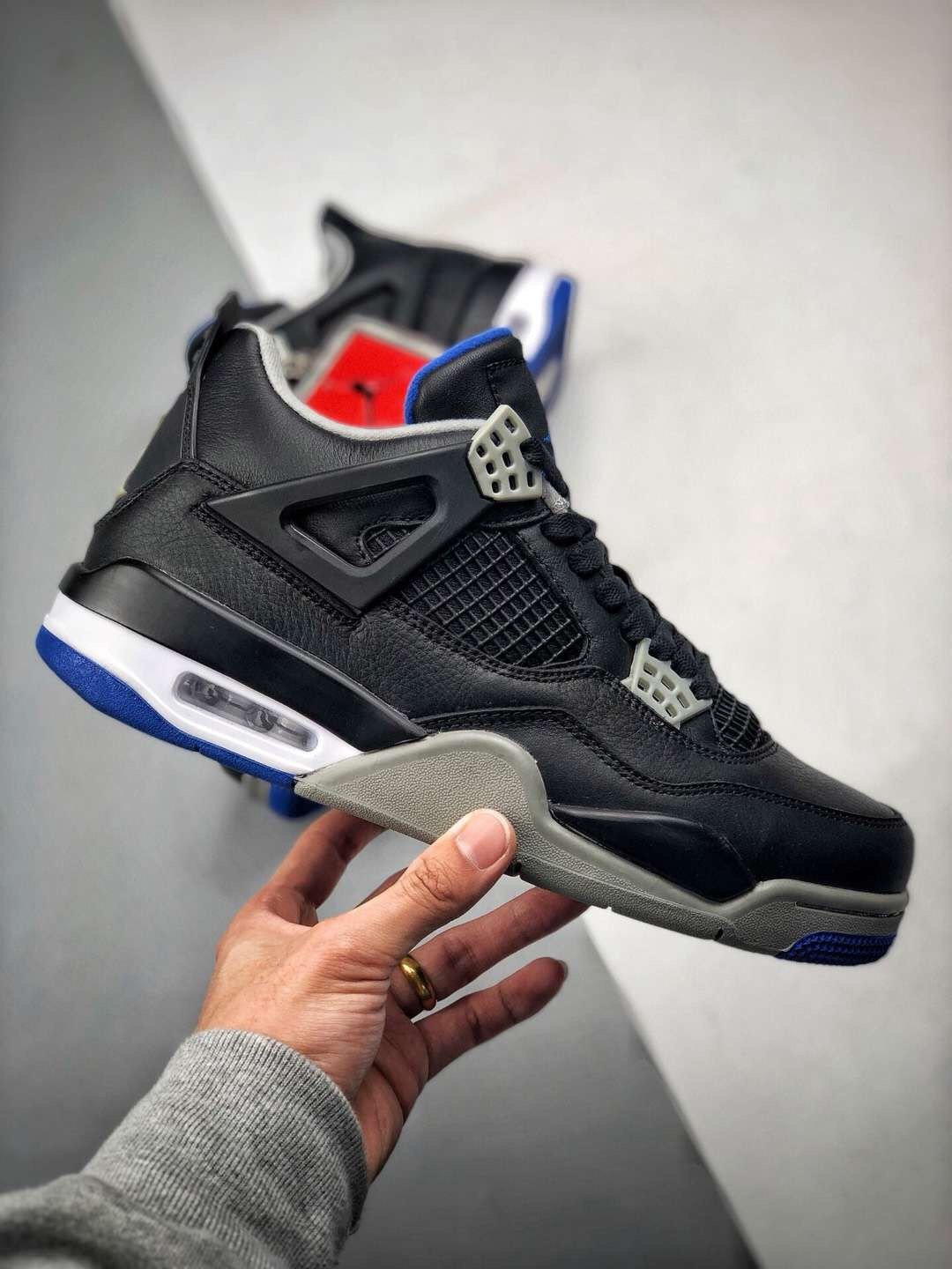 Air Jordan 4 Motorsport Away Black/Game Royal-Matte Silver-White 308497-006