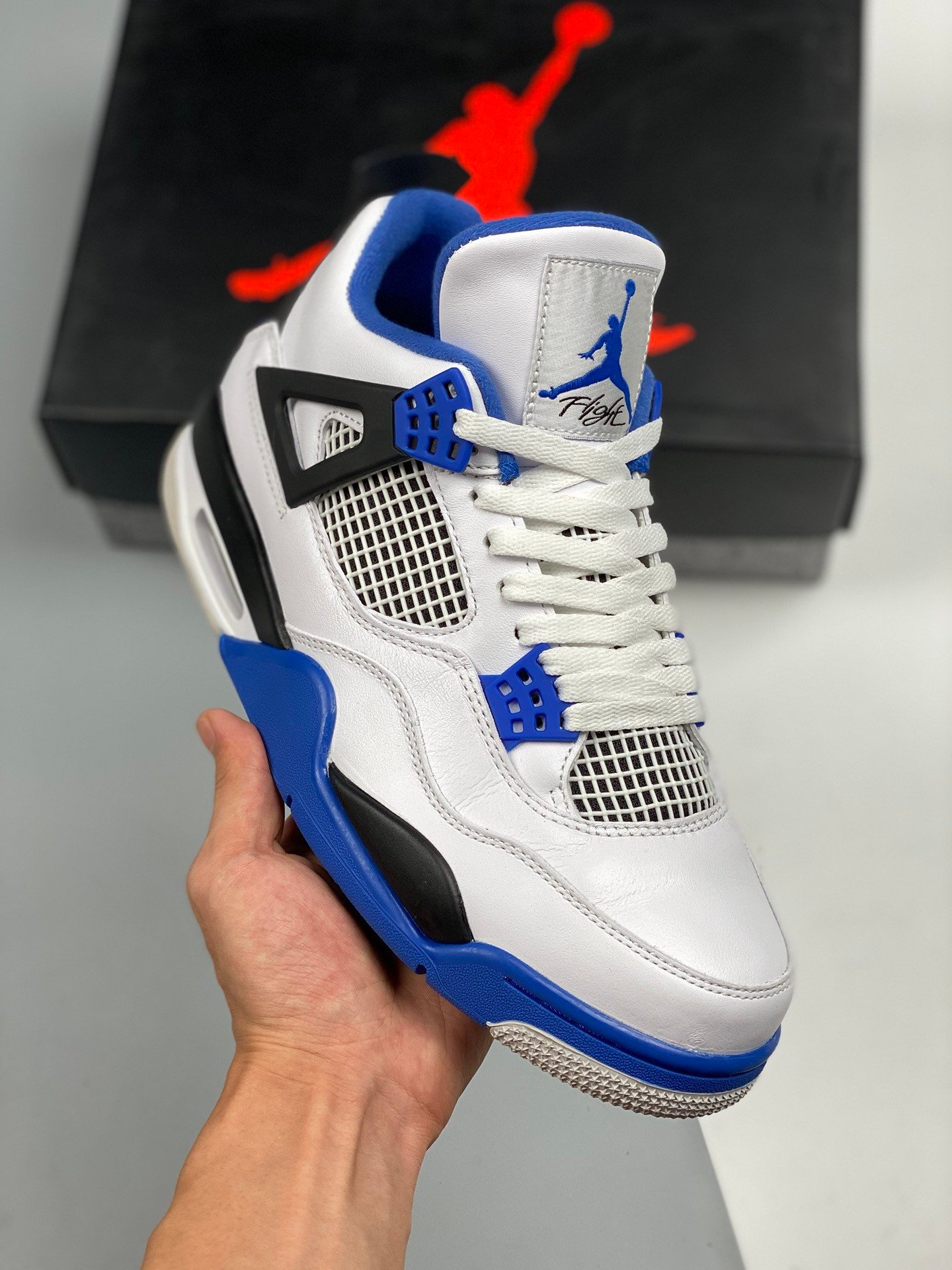 Air Jordan 4 Motorsport White/Game Royal-Black 308497-117