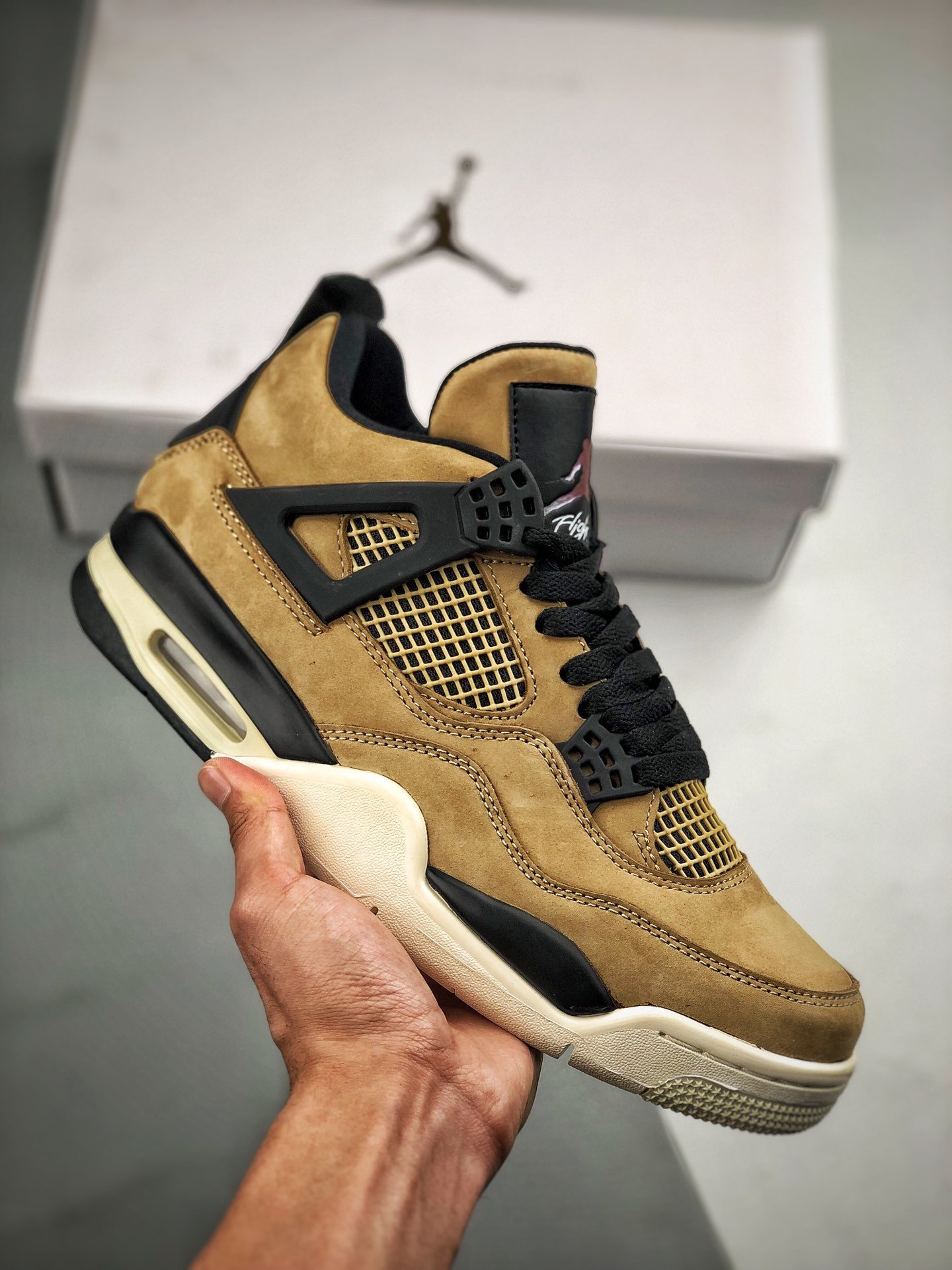 Air Jordan 4 Mushroom/Black-Fossil-Pale Ivory AQ9129-200