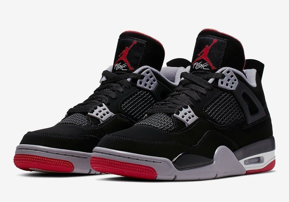 Air Jordan 4 OG Bred 2019 Black Cement Grey Summit White Fire 308497-060 Men size 7 - 11 US