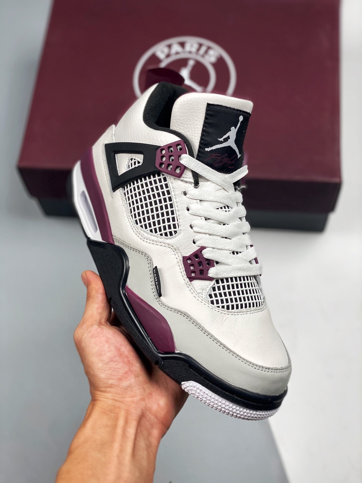 Air Jordan 4 PSG White/Neutral Grey-Black-Bordeaux CZ5624-100