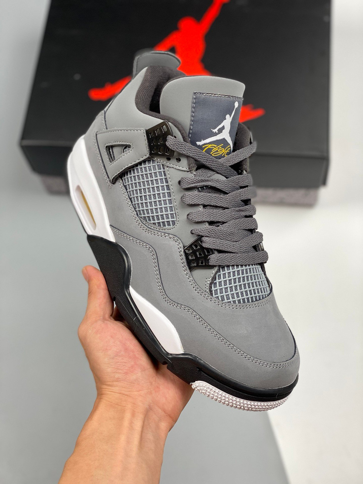 Air Jordan 4 Retro Cool Grey/Chrome-Dark Charcoal-Varsity Maize 308497-001