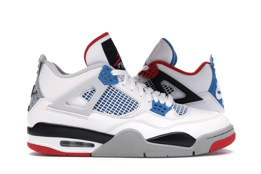 Air Jordan 4 What The White Fire Red Tech Grey Military Blue CI1184-146 Men size 7 - 11 us