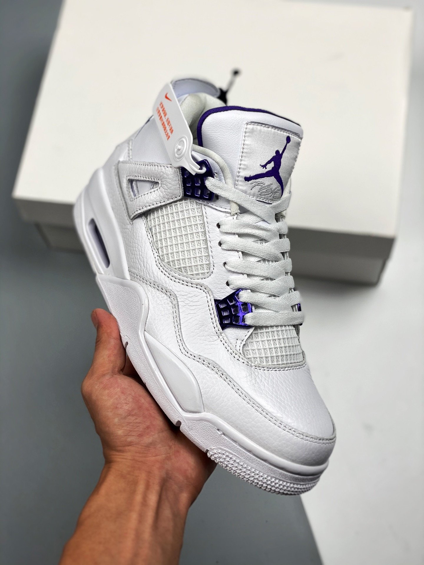 Air Jordan 4 White/Metallic Silver-Court Purple CT8527-115
