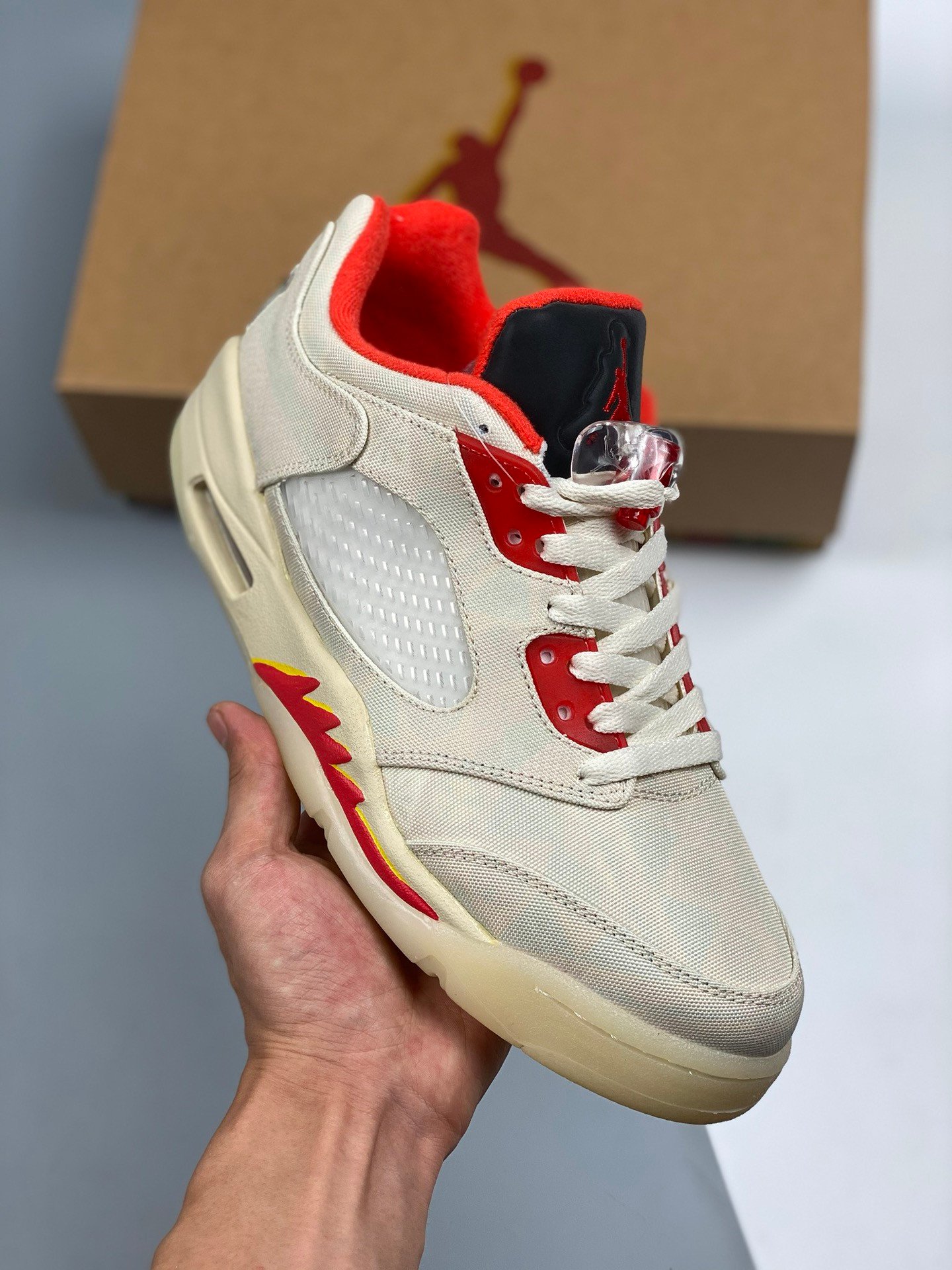 Air Jordan 5 Low CNY Sail/Chile Red-Opti Yellow-Pearl White DD2240-100