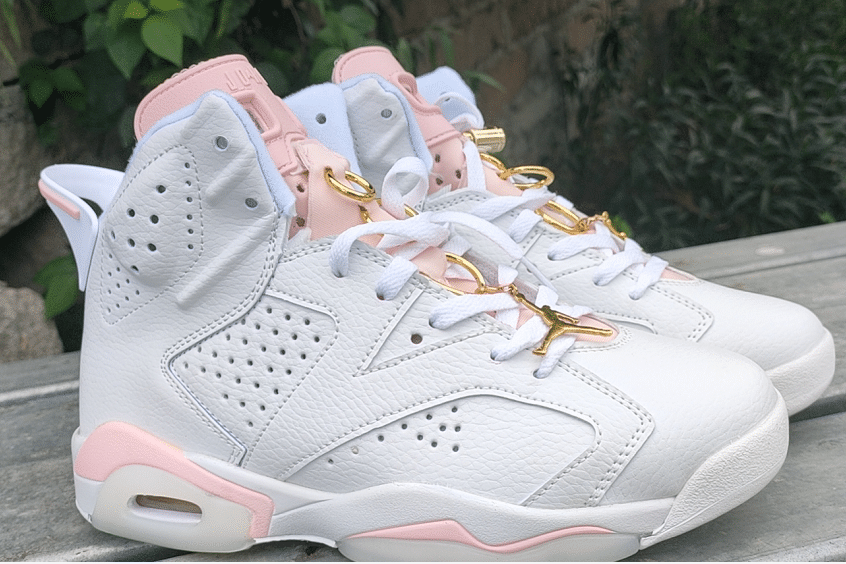 Air Jordan 6 Retro Gold Hoops White Metallic Gold Barely Rose DH9696-100 Men's Size 7 - 12 US, Women's Size 5.5 - 8.5 US