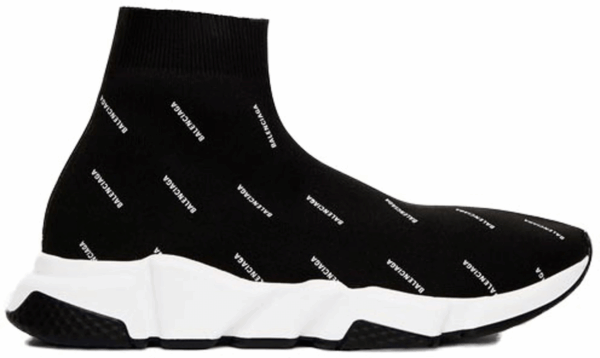 Balenciaga Speed Trainer Mid Logo Print Black Men's Size 7 - 12 US