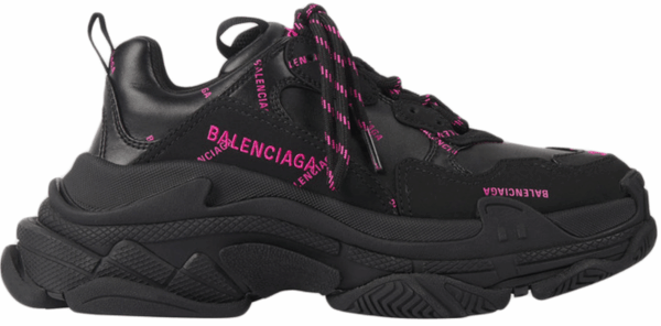 Balenciaga Triple S Allover Logo Black Pink (W) Shoes