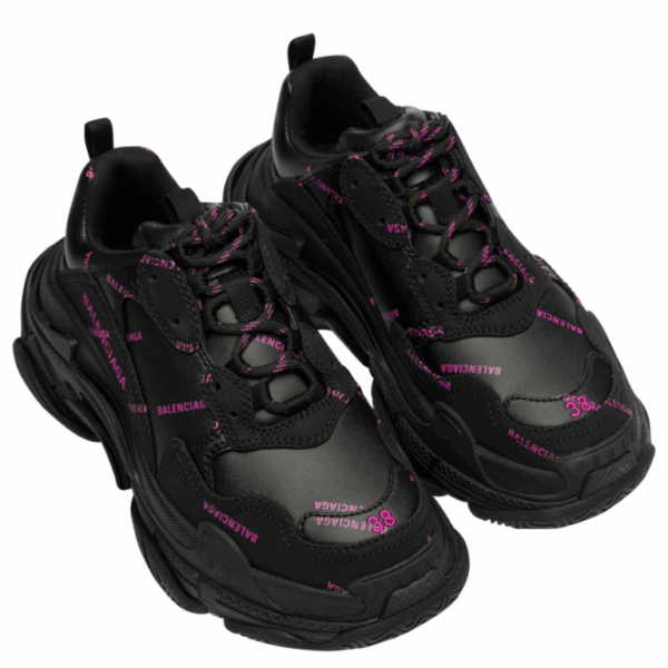 Balenciaga Triple S Allover Logo Black Pink (W) Shoes - Image 4