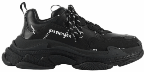 Balenciaga Triple S Allover Logo Black Shoes (M)
