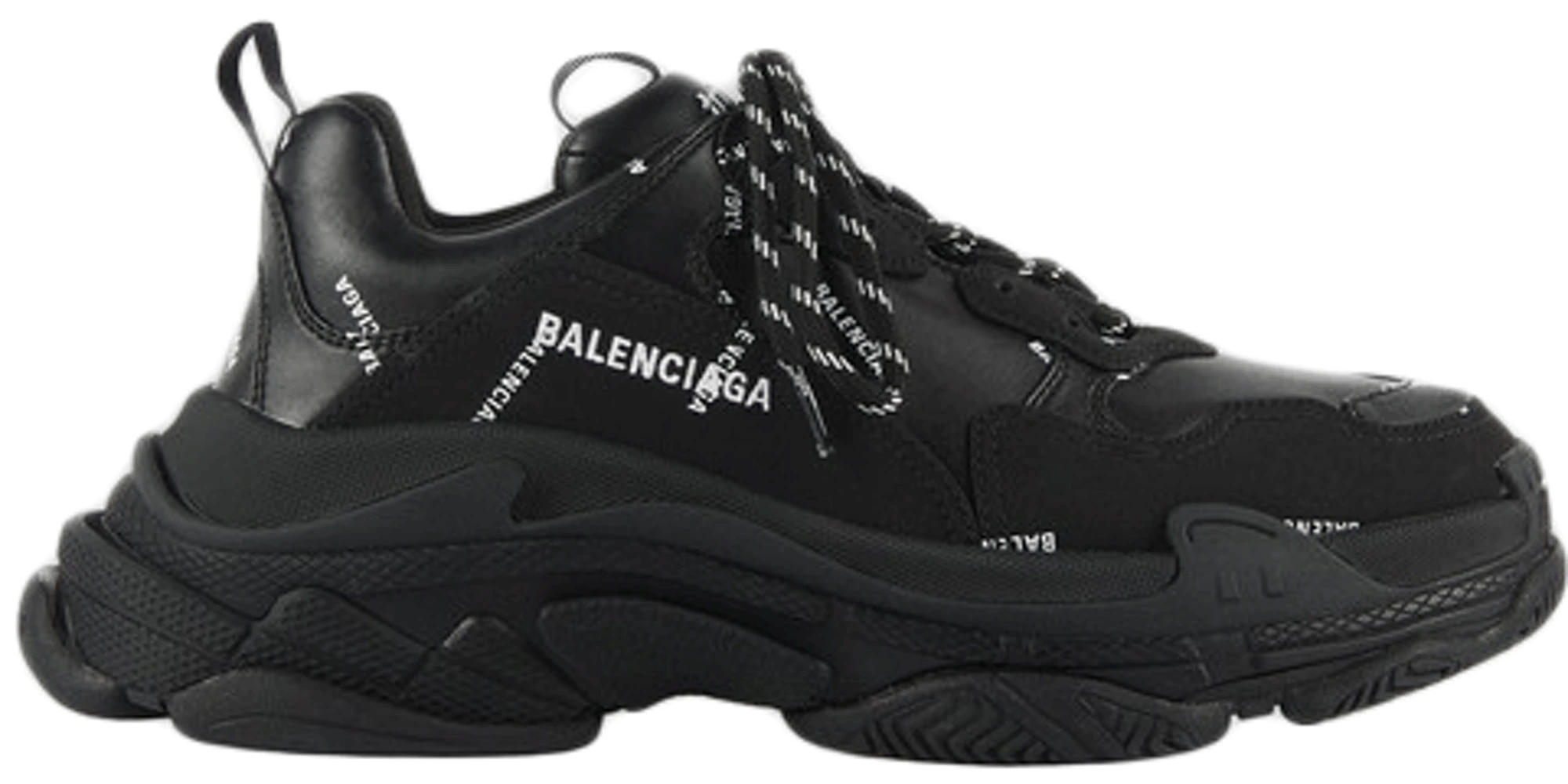 Balenciaga Triple S Allover Logo Black Shoes (M)